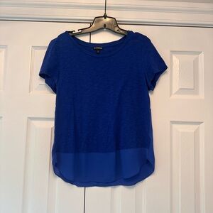 Express Blue Short Sleeve Tee with High-Low Hem